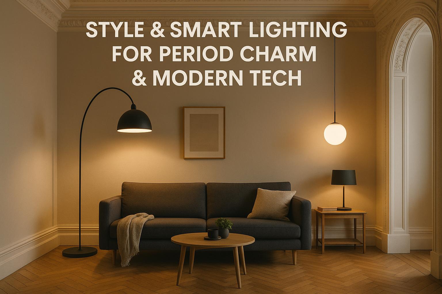 Smart Lighting in einer hohen Altbauwohnung mit Mischung aus Vintage-Leuchten und moderner Steuerung