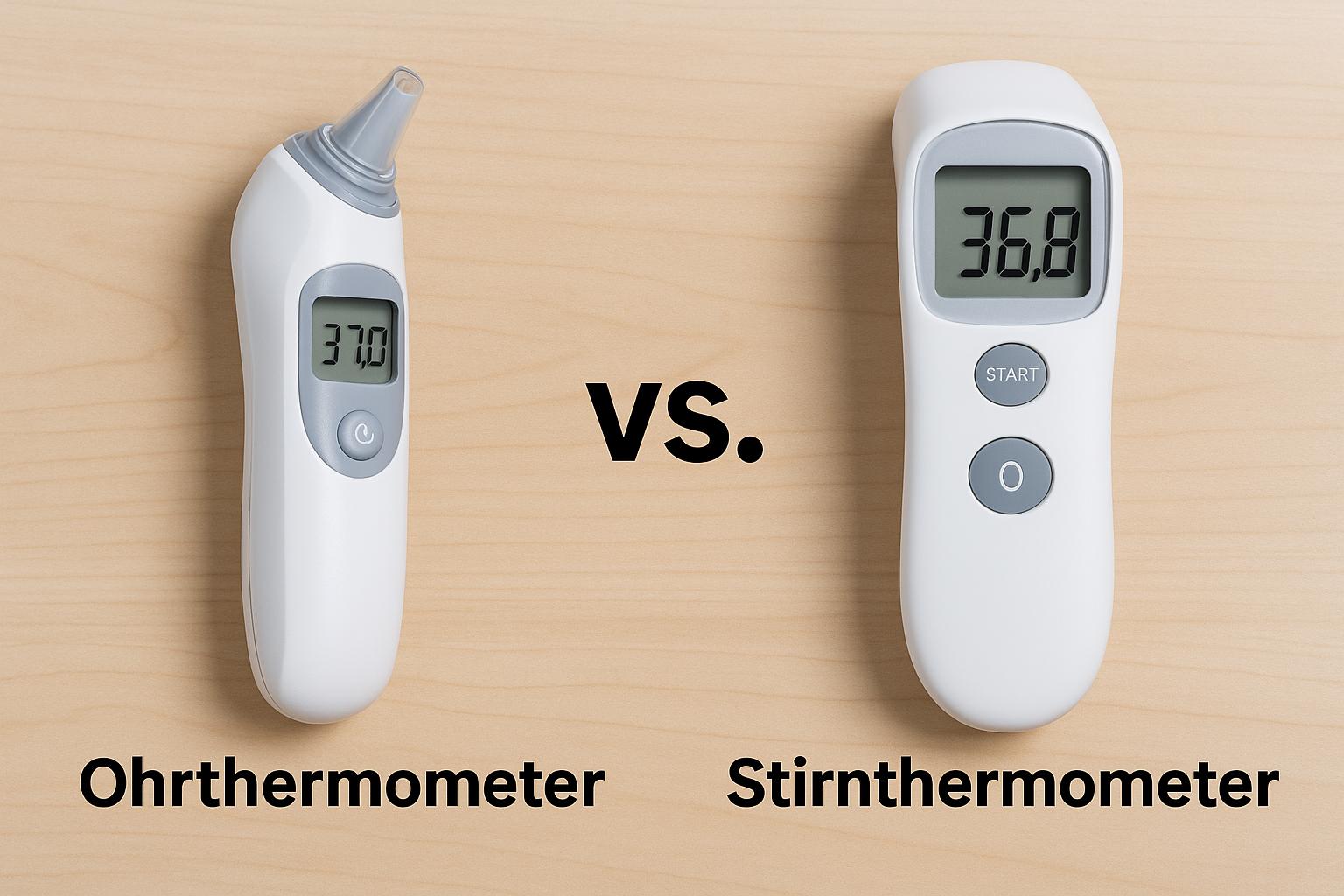 Mutter misst Fieber bei Kind mit Ohrthermometer