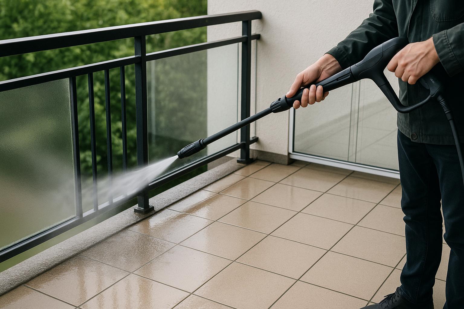 Hochdruckreiniger auf Balkon und Loggia: Fliesen, Geländer und Glasflächen richtig säubern